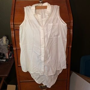 High low white button down shirt